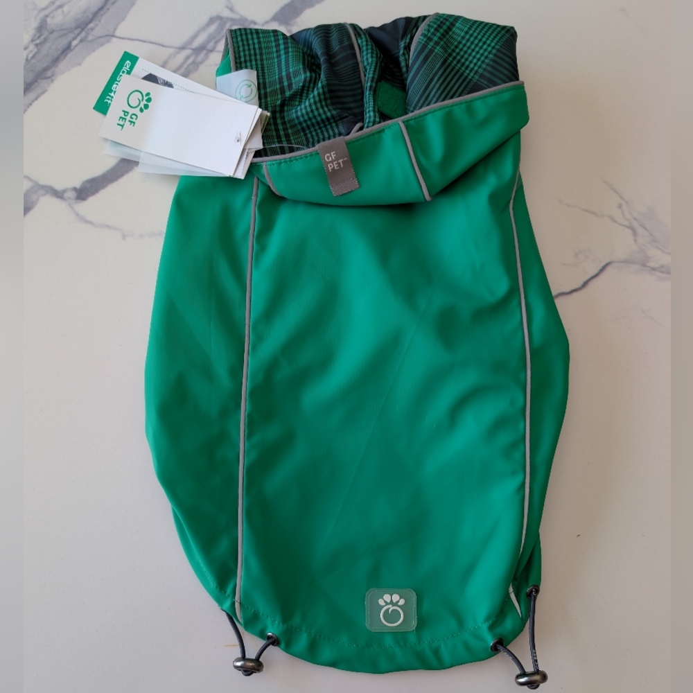 GF Pet Green Plaid Dog Rain Jacket, Size Medium